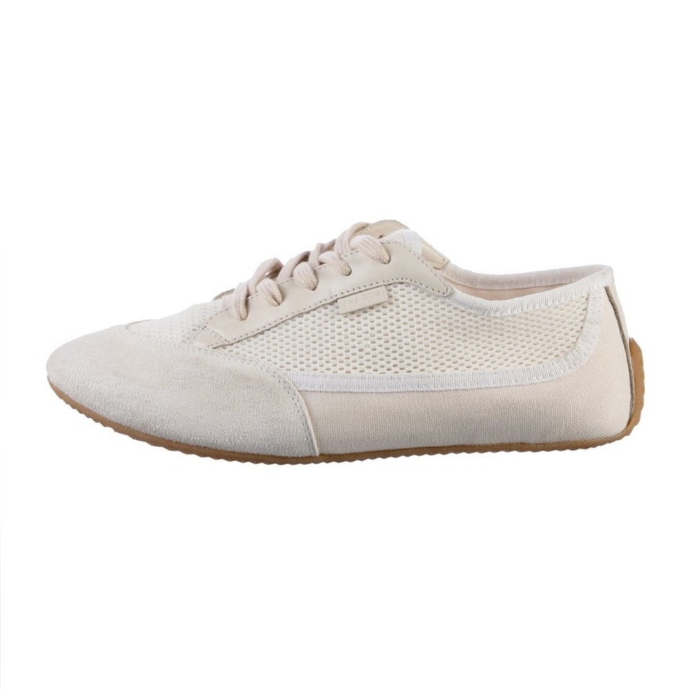 The Row Cream Sneakers with Canvas Upper and Slim Sole